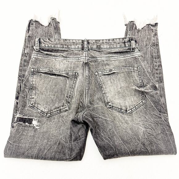 Zara Gray Wash Denim Graffiti Printed Jeans Ripped Graphic Pants Size 30 - Picture 5 of 10